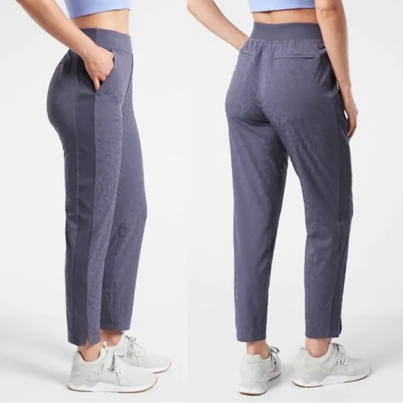 Athleta Pants - Athleta Brooklyn Textured Ankle Pant Leopard Medieval Violet
